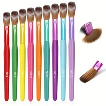 丙烯酸指甲刷套装 - 丙烯酸指甲刷，适用于丙烯酸粉末系统，彩色指甲刷，适用于丙烯酸应用，美甲粉延伸和雕刻