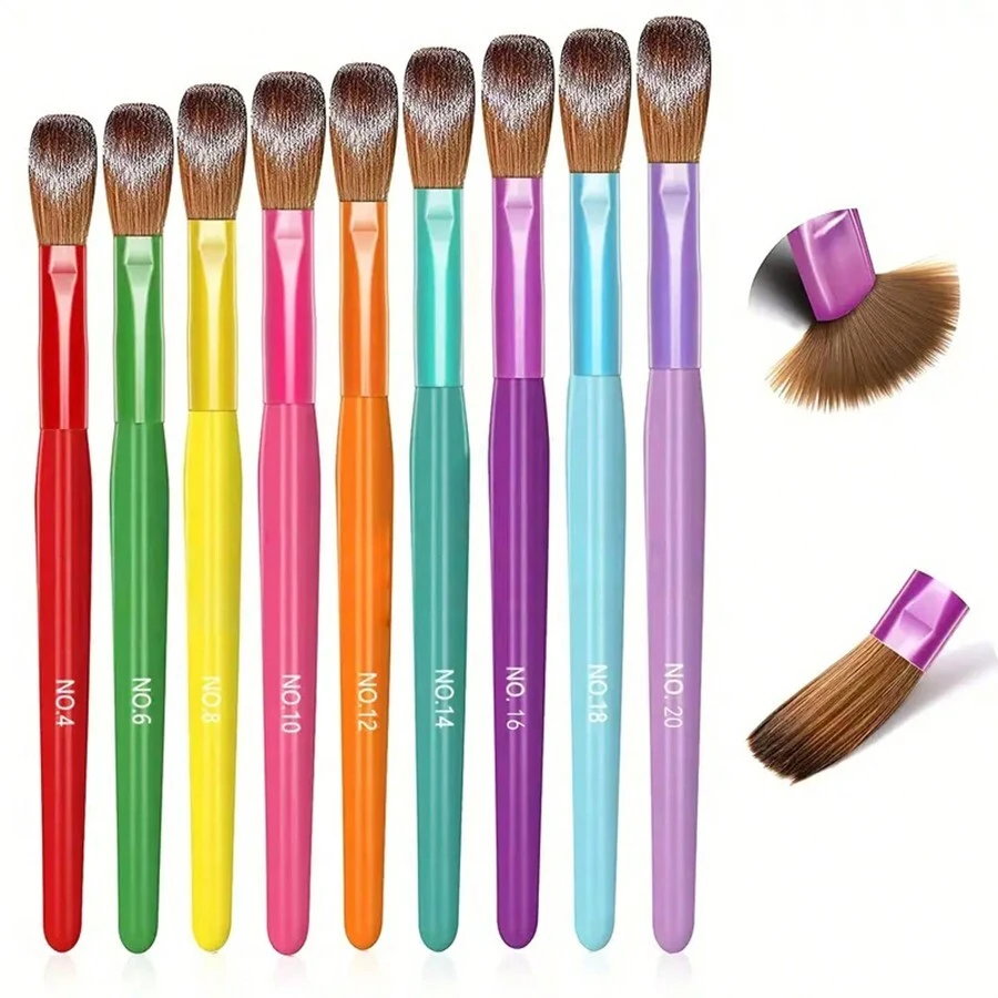 丙烯酸指甲刷套装 - 丙烯酸指甲刷，适用于丙烯酸粉末系统，彩色指甲刷，适用于丙烯酸应用，美甲粉延伸和雕刻