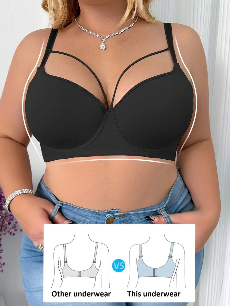 Peach Girl Plus Size Black Smooth Multifunctional Lingerie Women Sexy Bra Thin Cup Comfortable Breathable With Underwire Lift And Gather Bra - Black - View 1