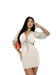 WE SHINE DUNA PARTY DRESS Puffed Sleeve Princess - Light Wash - View 1