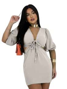 WE SHINE DUNA PARTY DRESS Puffed Sleeve Princess - Light Wash - View 3