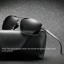 高级铝镁合金男士时尚眼镜，经典品牌设计师时尚眼镜，矩形金属复古超轻镁铝合金镜框，适合驾驶、钓鱼、户外活动、商务场合，复古镜片，方形金属时尚眼镜，男女皆宜的时尚驾驶眼镜（注：不含眼镜盒）沙滩配饰眼镜 - 2459-2 - 查看 2