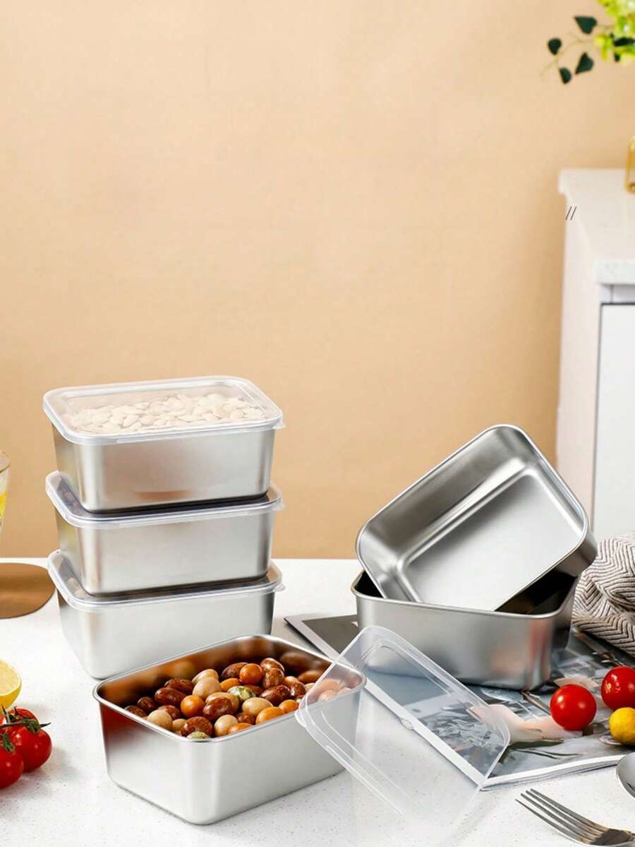 24Pieces Stainless Steel Food Storage Containers Square, Manual Lid