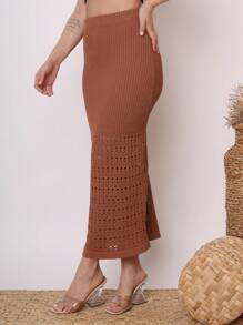 Modal Skirt With Lace Women's Fashion - màu nâu - Xem 4