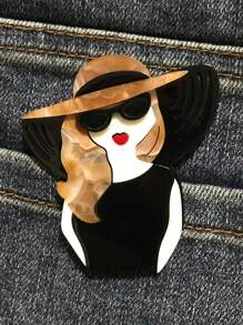 1pc Cartoon Holiday Girl With Long Hair Acrylic Brooch Dress Accessories Pin For Clothes Bag Charm School Office Accessories Shirts Jacket Jewelry Halloween Clothes Pin Funny Cute Teacher Gifts00 Costume Accessories Bag Charms