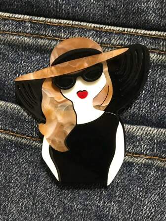 1pc Cartoon Holiday Girl With Long Hair Acrylic Brooch Dress Accessories Pin For Clothes Bag Charm School Office Accessories Shirts Jacket Jewelry Halloween Clothes Pin Funny Cute Teacher Gifts00 Costume Accessories Bag Charms