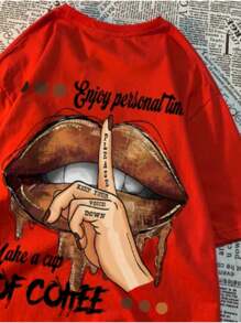 Boca Off Coffee Printed Women's T-Shirt - Red - View 1