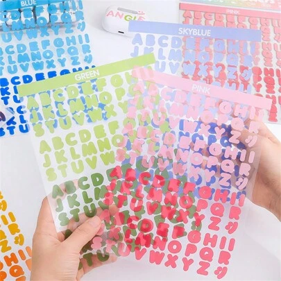 8 Sheets/Pack Vivid Alphabet Series Stickers, Korean Style INS English Letter For Scrapbooking, Planner, DIY Photo Album Decoration Back To School