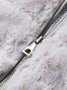 Risissida Women's Faux Fur Coat With Hood And Pockets-The Perfect Choice For Fall And Winter - Grey - View 8