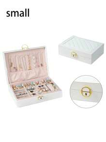 1pc Diamond Pattern Multi-Layer Large Capacity Drawer Style Lockable Jewelry Box For Necklace, Earrings Storage. Perfect Gift For Valentine'S Day, Mother'S Day Back To School