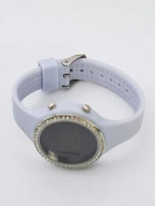 1pc Women Apricot Silicone Strap Minimalist Casual Electronic Watch - Apricot - View 2