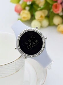 1pc Women Apricot Silicone Strap Minimalist Casual Electronic Watch - Apricot - View 1