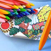 Wax Crayons Non-Staining Oil Pastels  Plastic Crayons - Multicolor - View 4