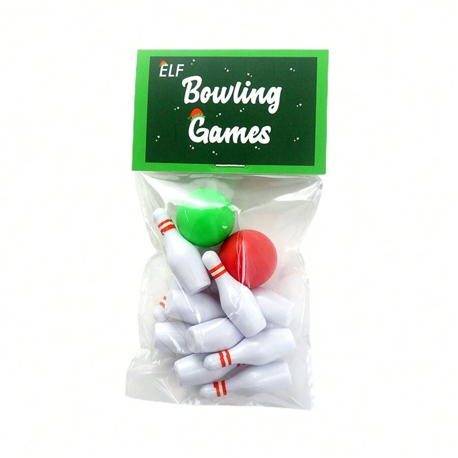 Fun Christmas Decoration And Dollhouse Accessory Doll Mini Bowling Set Holiday Game Prop,Christmas - White - View 1