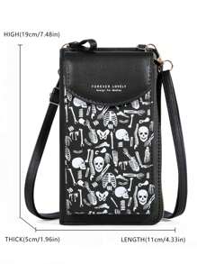 幽灵骷髅斜挎钱包 - 主题 - 安全拉链开合 - 可调节肩带 - PU 材料 - 用途广泛 带肩带钱包 手机袋 手机包 电话包 女士侧包 钱包 女士手机包 女士手机包 钱包 钱包 - 彩色 - 查看 5