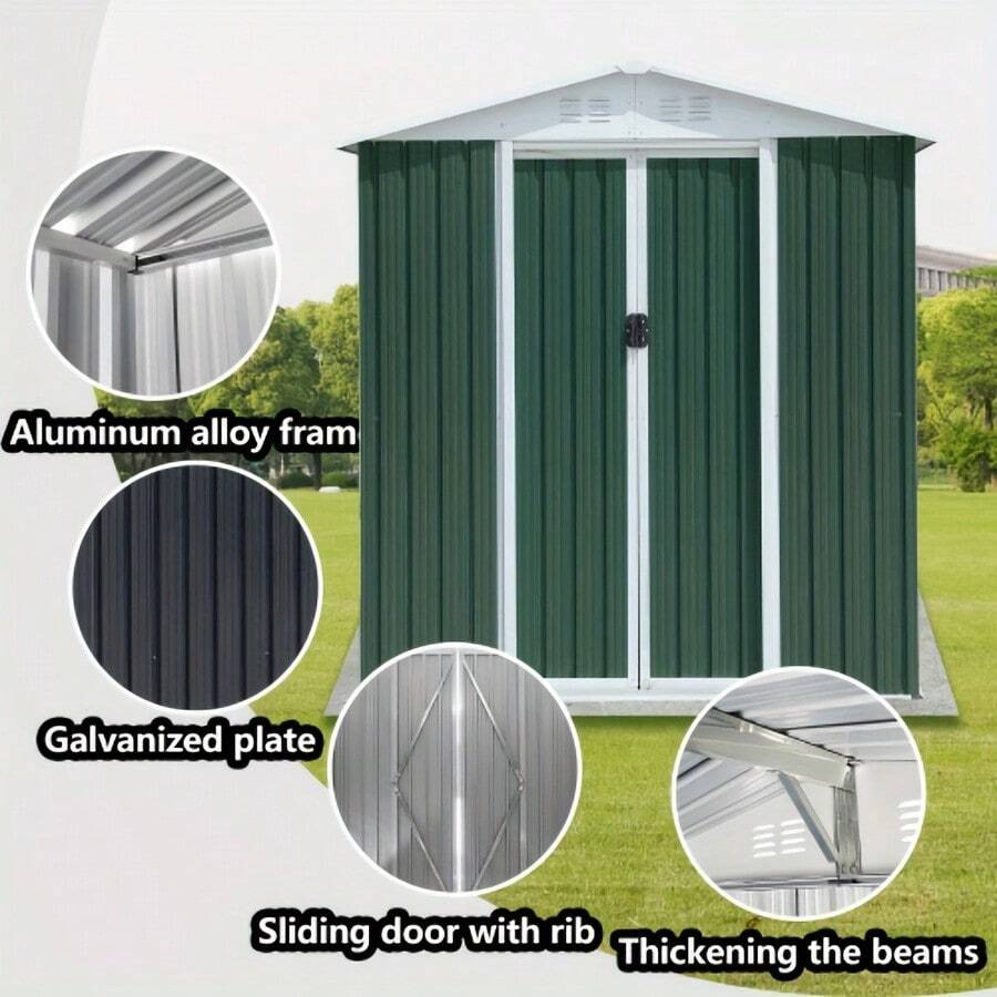 Outdoor Storage Shed 6FTx4FT Five Story Gray Roof SHEIN Singapore