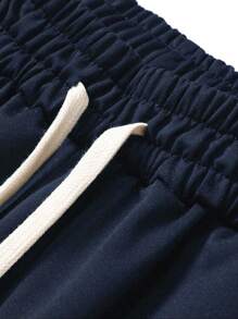 Calça de Moletom Nova de Outono para Homens, Calça Jogger com Elástico na Cintura e Cordão, Estampa Gráfica com Letras, para Atividades ao Ar Livre e Jogging - Azul Marinho - Visão 3