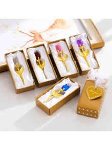 1 件水晶玻璃玫瑰花，人造金属花瓣装饰，办公桌装饰，万圣节婚礼派对情人节礼物，情人节，礼物