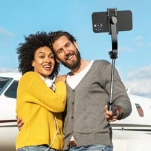 1 Peça Clipe de Telefone Destacável Preto com Controle Remoto e Tripé de Bastão de Selfie