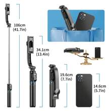 1 Peça Clipe de Telefone Destacável Preto com Controle Remoto e Tripé de Bastão de Selfie