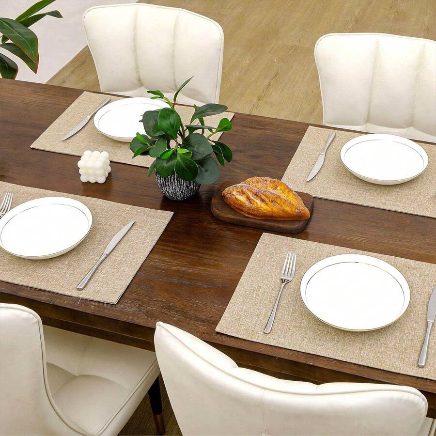 4 Stücke/6 Stücke/8 Stücke einfarbige quadratische Tischsets, 43cm*46cm, hitzebeständig, Esszimmer Dekoration, Tischdekoration, Stofftischsets, Untersetzer, geeignet für Neujahr, Ostern, Valentinstag