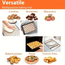 1pc Silicone Baking Mat For Oven, Non-Stick Silicone Macaron Baking Mat For Baking, Reusable & Heat Resistant Half Sheet Macaron Baking Mat For Cookies, Breads & Pastries