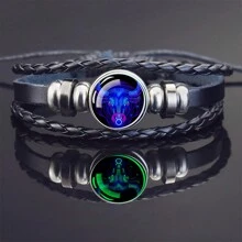 1pc Glow In The Dark 12 Zodiac Sign Braided Multilayer Bracelet, Unisex - style - View 10