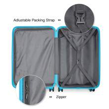 20 Inch Lightweight ABS Fashion Cabin Suitcase Carry-On Hand Luggage With TSA Lock YKK Zipper 4 Double Wheels Trolley Travel Case Ideal For Business Trips Travel Vacations Men And Women - Blue - View 10