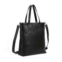 Perry Ellis Women's Black Tote Bag Made Of Synthetic Leather With Smooth And Soft Texture With Large Engraved Brand Logo, Ideal For Daily Activities Business, Work, School - 黑色 - 查看 2