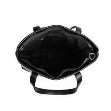 Perry Ellis Women's Black Tote Bag Made Of Synthetic Leather With Smooth And Soft Texture With Large Engraved Brand Logo, Ideal For Daily Activities Business, Work, School - 黑色 - 查看 5