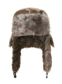 1 pieza Gorro ruso Ushanka de dos colores con camuflaje, sombrero con orejeras para invierno y actividades al aire libre para hombres y mujeres - Multicolor - Ver 6