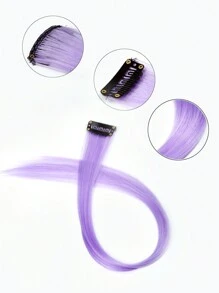 5pcs Colorful Straight Hair Extensions, Women Girls Highlight Hair Pieces - Purple - View 2