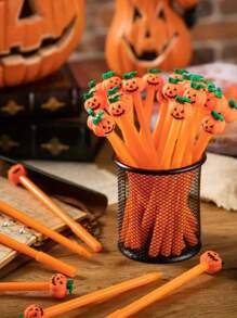 10pcs Halloween Gel Pen - Cute Pumpkin And Skeleton Pattern, Party Gifts, School And Office Supplies Halloween Pen Halloween Handicrafts Supplies 0.5mm Thin Pointed Black Ink Birthday - Multicolor - View 6
