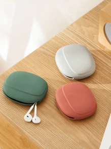 1pc Unisex Silicone Earphone Case, Minimalist Portable Coin Purse, Digital Accessories Storage Box Cable Organizer, Cable Headset Storage Bag, School Supplies, School Accessories, Back-To-School, College Student Anti-Drop And Anti-Loss Storage Bag Portable Headphone Cable Data Cable Storage Box Power Bank Travel Travel Bag Portable Charger Charger Case Back To School Headphone Case Cable Bag Electronic Bag Dorm Home Camping - Multicolor - View 3