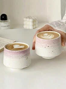 1 pieza Taza de café de cerámica vintage y rústica, taza de cerámica creativa pintada a mano, taza para café con leche helado americano, taza para té gongfu, taza de agua de vuelta al colegio