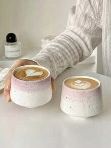 1 pieza Taza de café de cerámica vintage y rústica, taza de cerámica creativa pintada a mano, taza para café con leche helado americano, taza para té gongfu, taza de agua de vuelta al colegio