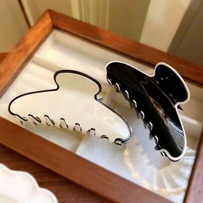 1pc European & American Style Acetate Fiber Minimalist Textured Medium Hair Clip, Elegant Women's Hair Accessory, Suitable For Buns, Casual Hairstyles, Hair Claws, Hair Clips, Hair Pins, Hair Accessories, Autumn/Winter Women's Holiday Hairstyle Decoration Elegant Claw Clip