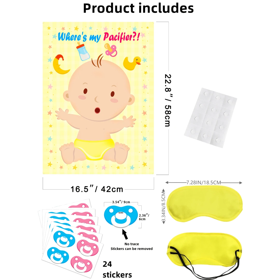 Pin The Pacifier On The Game Large Poster Games For Shower Party Birthday Party Supplies 24