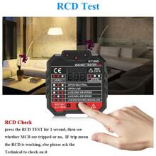 Socket Tester Circuit Detector Voltage Measurement Leakage Detection RCD Test Backlight Alert For Household Wiring Test Leakage Protection Test - 英規插(220-240V) - 查看 6