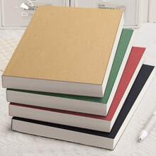 1pc Colorful Notebook A5/B5 Size, 256 Pages Thick Faux Leather Minimal Style Lined Journal Back To School