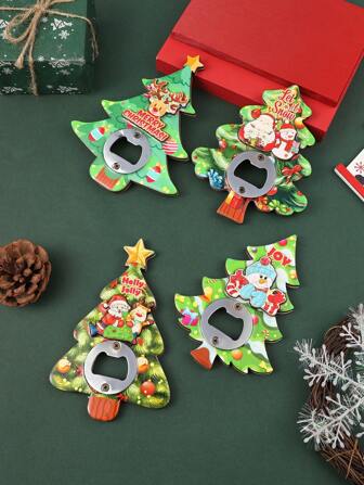1pc Resin Christmas Tree Bottle Opener Magnetic Decorative Holder