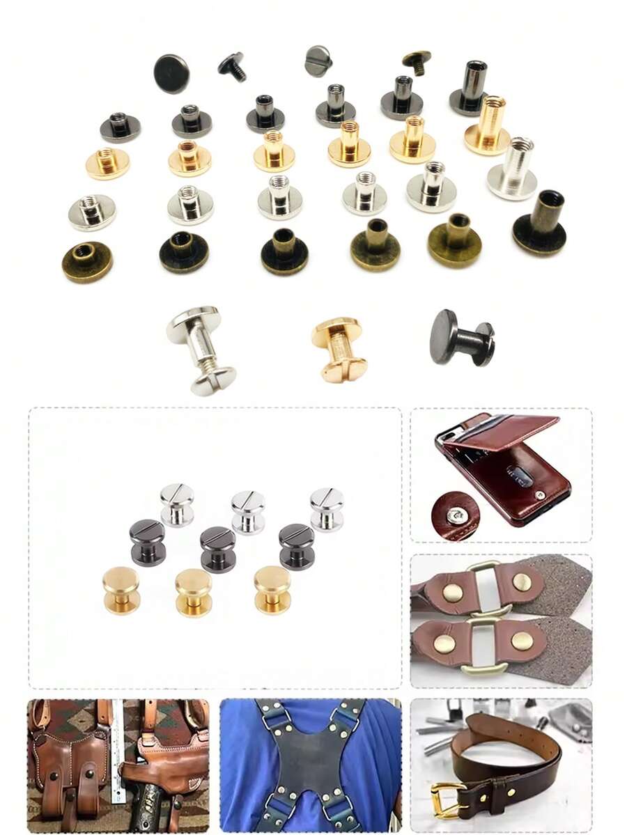 10 sets koperen platte klinknagels met sleuf-/frearsonkopschroeven voor het binden van vaten en schroeven (Gun Black)