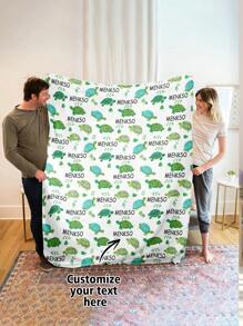 1pc Pet Turtle, Gift For Loved Ones, Friends, Kids, Customized Text, Flannel Printed Blanket - Soft & Comfortable For Bedroom, Sofa, Office, Outdoor Camping, Travel, Holiday Gifts Like Valentine's Day, Mother's Day, Birthday, Anniversary, Graduation, Wedding, Father's Day, Children's Day