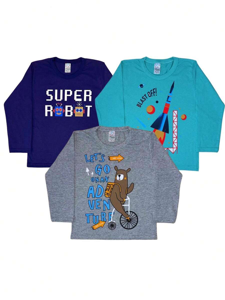 Kit Of 3 Boy's T-Shirt LONG Sleeve Boy ASSORTED - 彩色 - 查看 1