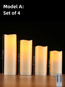 4/12pcs Waterproof LED Candles With Remote And Timer, Outdoor Flickering Flameless Candles, Realistic Battery-Powered Pillar Candles, Suitable For Wedding, Halloween, Christmas Home Decoration, 4 Sizes Available