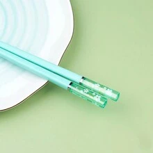 1/5 Pairs Reusable Pink Cherry Blossom Amber Chopsticks, Green Cherry Blossom Amber Chopsticks, Asian Style Dining, Kitchen Utensils For Home, Fast Food, Sushi, Ramen,Kitchen,Christmas Gift - Multicolor - View 9