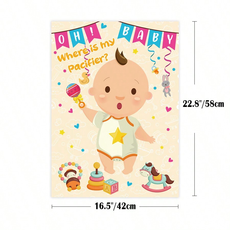 Pin The Pacifier On The Game Large Poster Games For Shower Party Birthday Party Supplies 24