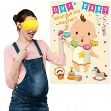 Pin The Pacifier On The Game Large Poster Games For Shower Party Birthday Party Supplies - 24 Pacifier Stickers,Christmas - Multicolor - View 5