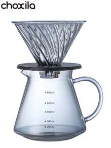 choxila 一套手冲咖啡器具套装，V02咖啡工具，咖啡滤杯，600毫升玻璃水瓶，玻璃杯置于木质底座上，适合家庭或办公室使用。 - Coffeeware - 查看 3