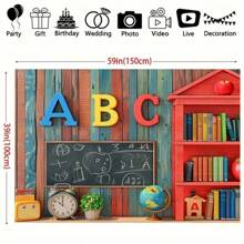 1pc ABC Letter Wooden Theme Room & Garden Decor Versatile Backdrop, Electricity-Free Photography Background, Suitable For Photo Props - Multicolor - View 2